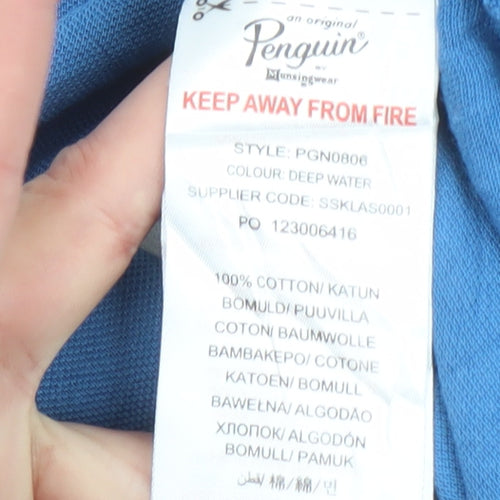 Original Penguin Boys Blue Polo Shirt 12-13 Years Cotton Short Sleeve