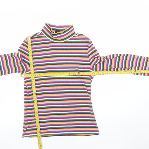 Monki Women's Multicoloured Striped Roll Neck Long Sleeve Top S