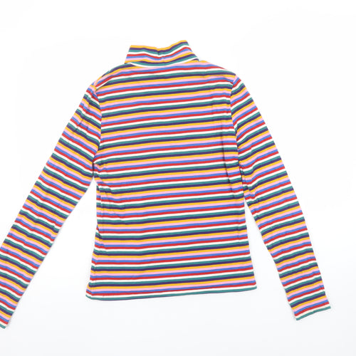 Monki Women's Multicoloured Striped Roll Neck Long Sleeve Top S