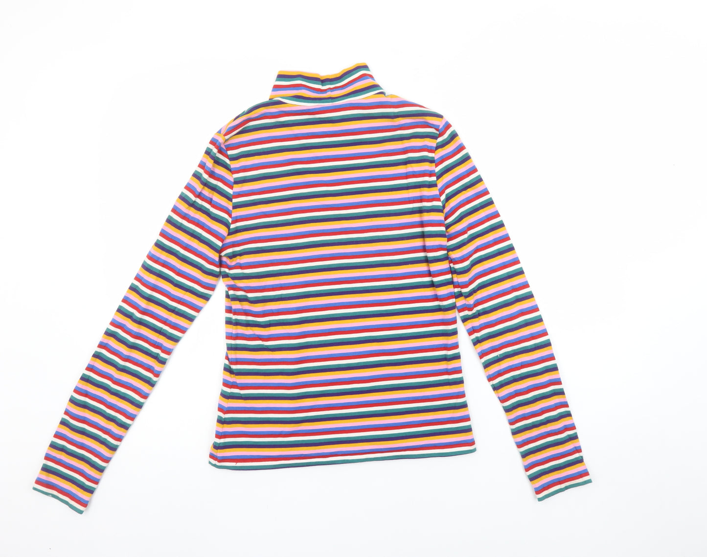 Monki Women's Multicoloured Striped Roll Neck Long Sleeve Top S