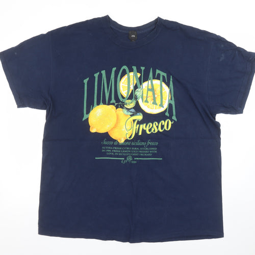 River Island Men's Blue L Limonata Fresco Graphic Cotton T-Shirt