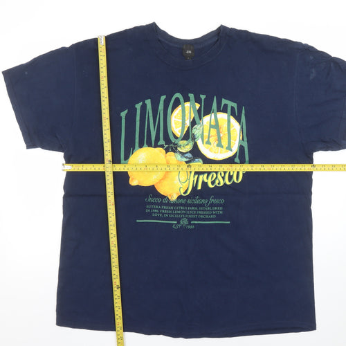 River Island Men's Blue L Limonata Fresco Graphic Cotton T-Shirt