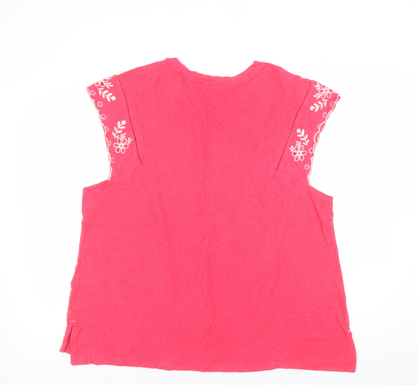 Next Women’s Pink Embroidered Short Sleeve Cotton T-Shirt Size 18