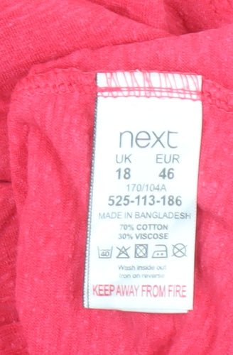 Next Women’s Pink Embroidered Short Sleeve Cotton T-Shirt Size 18