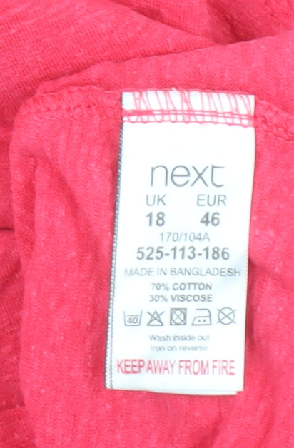 Next Women’s Pink Embroidered Short Sleeve Cotton T-Shirt Size 18