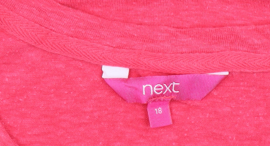 Next Women’s Pink Embroidered Short Sleeve Cotton T-Shirt Size 18