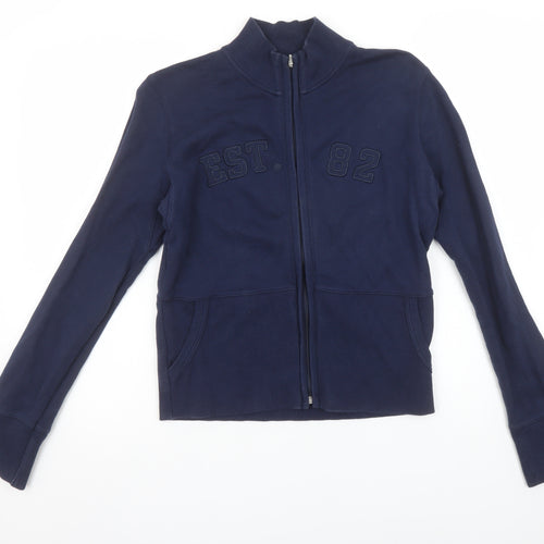 Next Women Navy Blue Full Zip Sweatshirt UK 14 Cotton EST 82