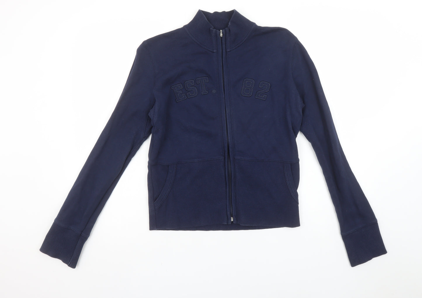 Next Women Navy Blue Full Zip Sweatshirt UK 14 Cotton EST 82