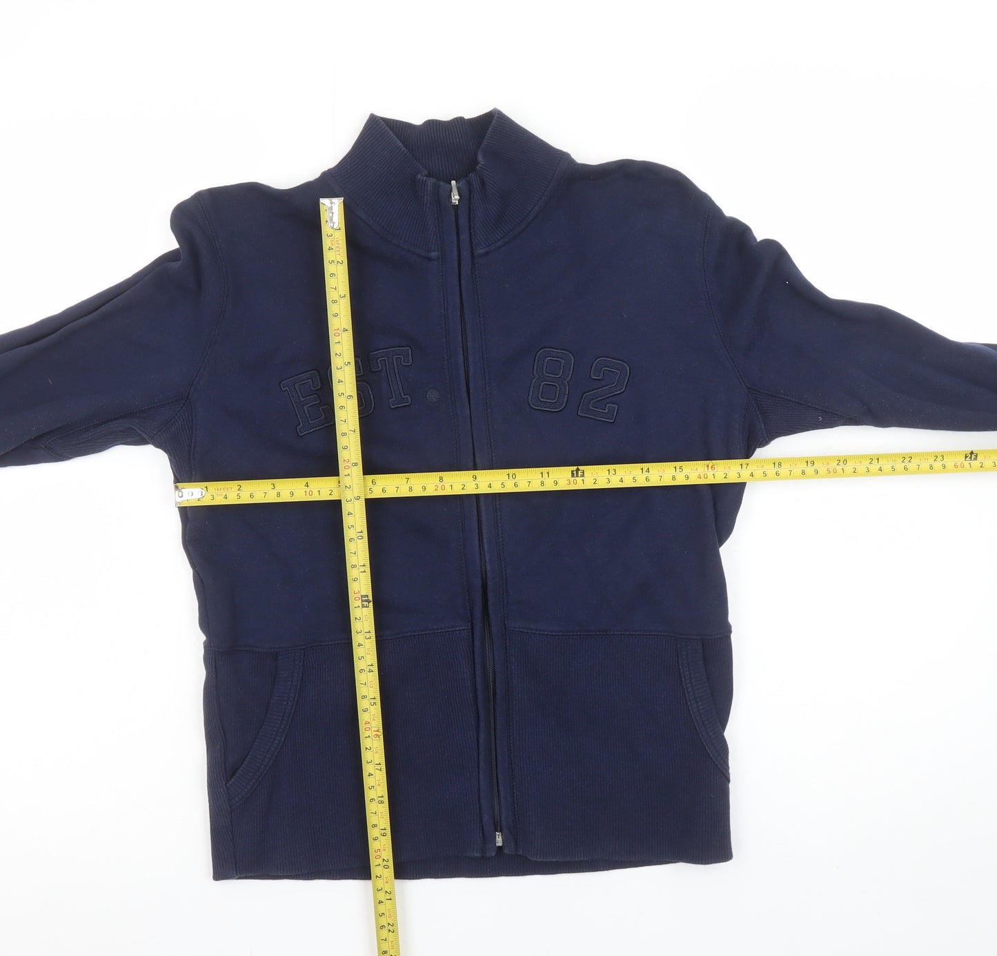 Next Women Navy Blue Full Zip Sweatshirt UK 14 Cotton EST 82