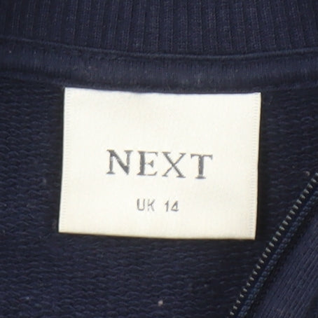 Next Women Navy Blue Full Zip Sweatshirt UK 14 Cotton EST 82