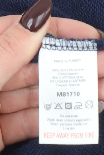 Next Women Navy Blue Full Zip Sweatshirt UK 14 Cotton EST 82