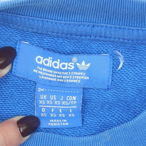 Adidas Men's Blue Colour Block Crew Neck Sweatshirt XS