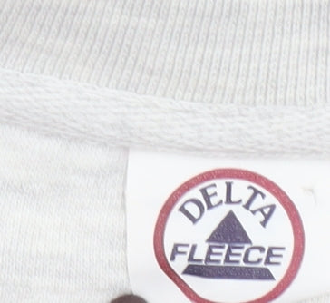 Delta Fleece Women’s Grey Pullover Sweatshirt L Wolf Graphic Cotton Blend