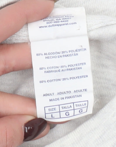 Delta Fleece Women’s Grey Pullover Sweatshirt L Wolf Graphic Cotton Blend