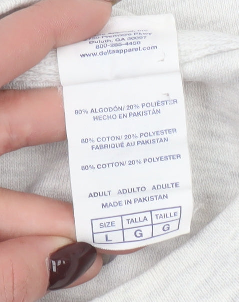 Delta Fleece Women’s Grey Pullover Sweatshirt L Wolf Graphic Cotton Blend