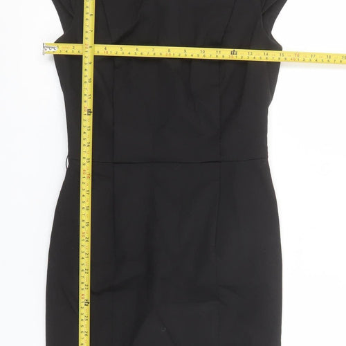 Warehouse Women Black Size 8 Sheath Knee Length Dress