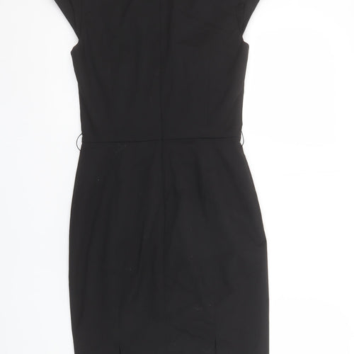 Warehouse Women Black Size 8 Sheath Knee Length Dress