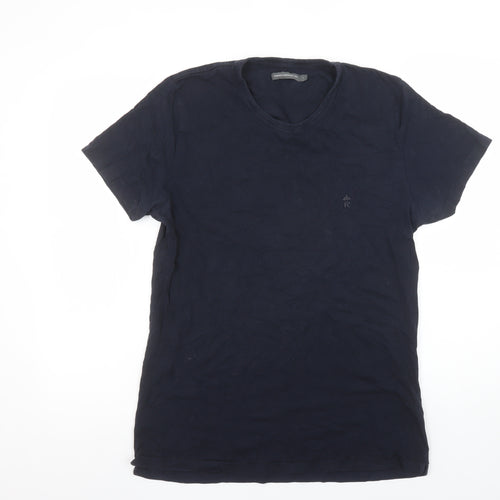 French Connection Men's Navy Blue Cotton Crew Neck T-Shirt Size L