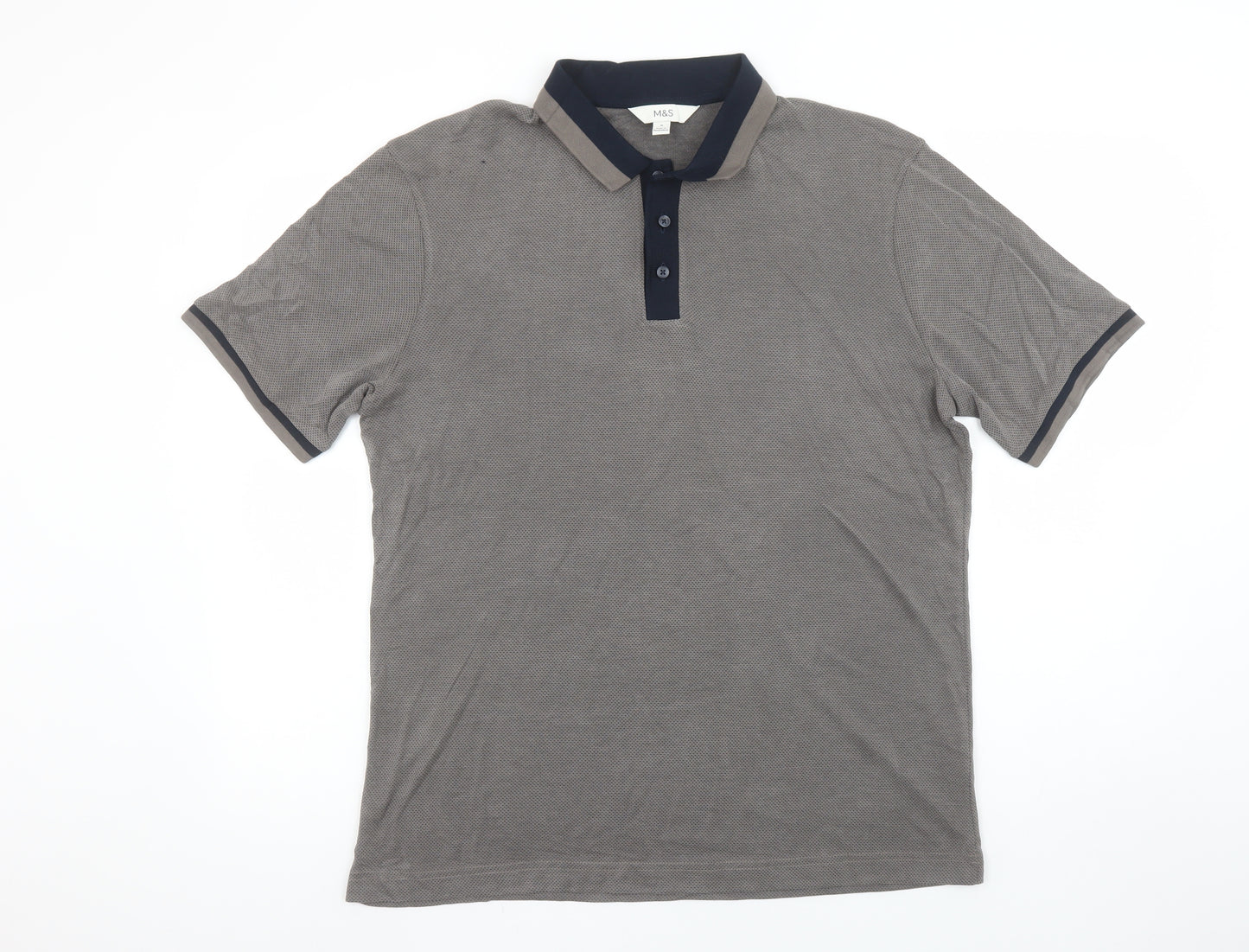 Marks and Spencer Men's Brown Collared Short Sleeve Polo Shirt Size M