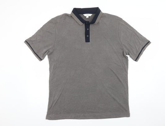 Marks and Spencer Men's Brown Collared Short Sleeve Polo Shirt Size M