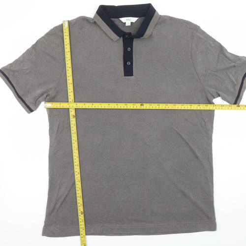 Marks and Spencer Men's Brown Collared Short Sleeve Polo Shirt Size M