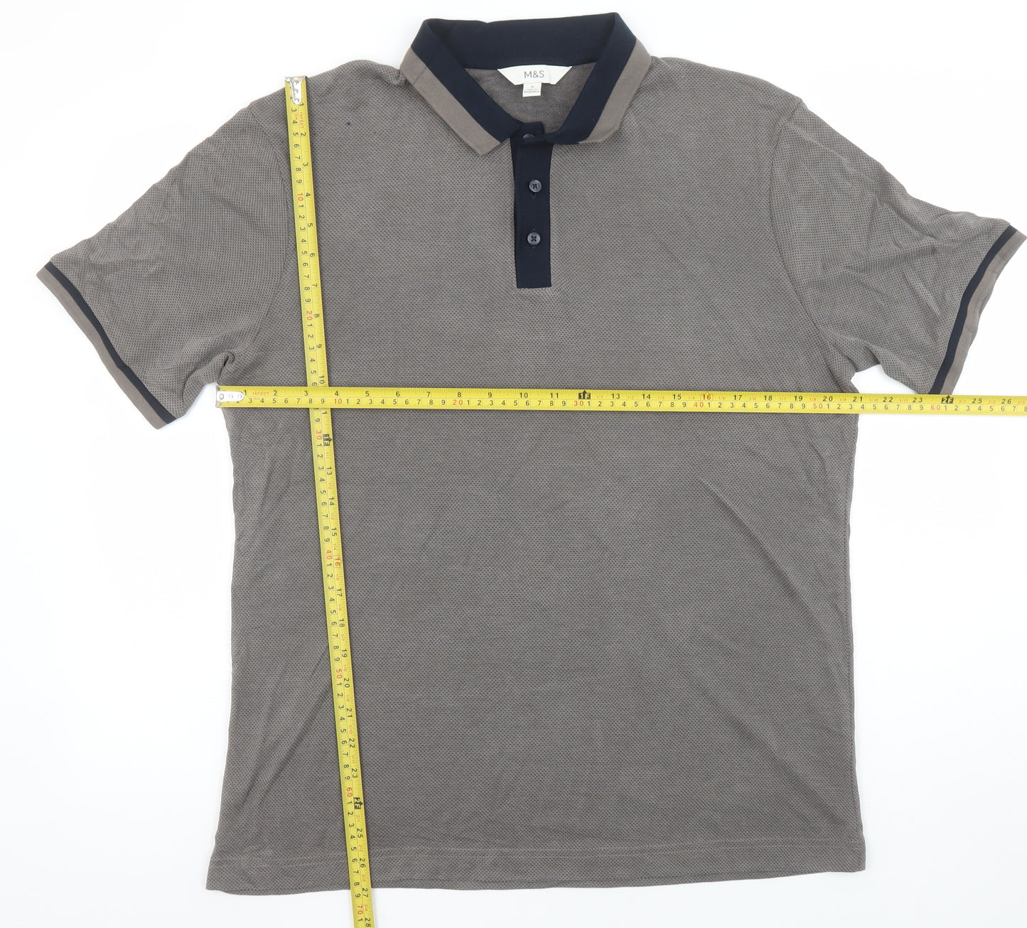 Marks and Spencer Men's Brown Collared Short Sleeve Polo Shirt Size M