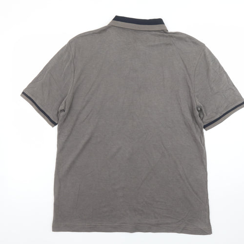 Marks and Spencer Men's Brown Collared Short Sleeve Polo Shirt Size M