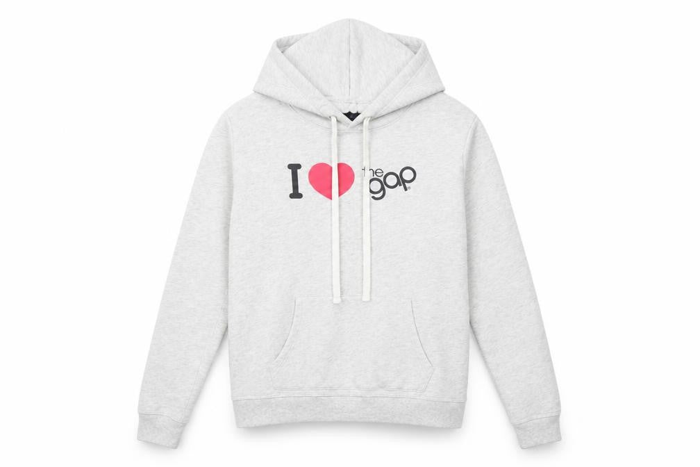 Front view of Gap Women’s Grey Hoodie Small Pullover with Logo Print