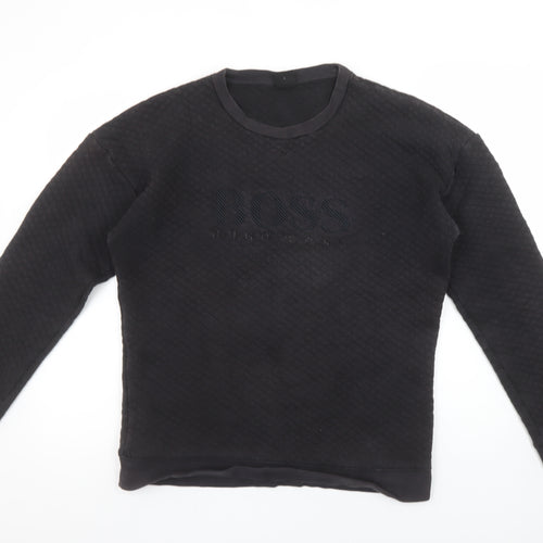 Hugo Boss Men's Black Quilted Cotton Sweatshirt Size L