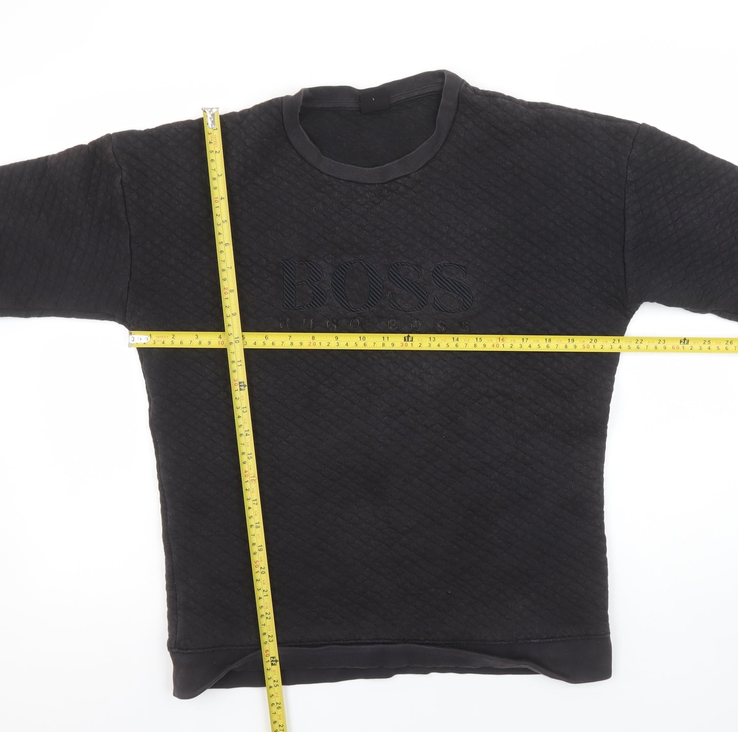 Hugo Boss Men's Black Quilted Cotton Sweatshirt Size L