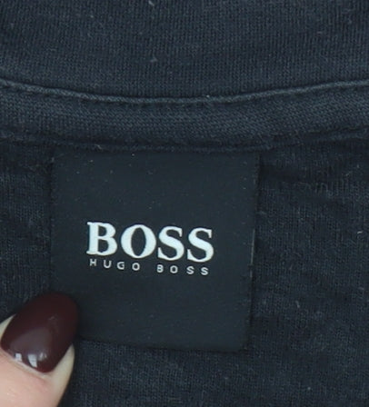 Hugo Boss Men's Black Quilted Cotton Sweatshirt Size L