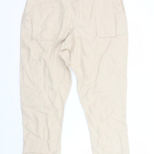 Marks and Spencer Women’s Beige Linen Capri Trousers UK 12 Short