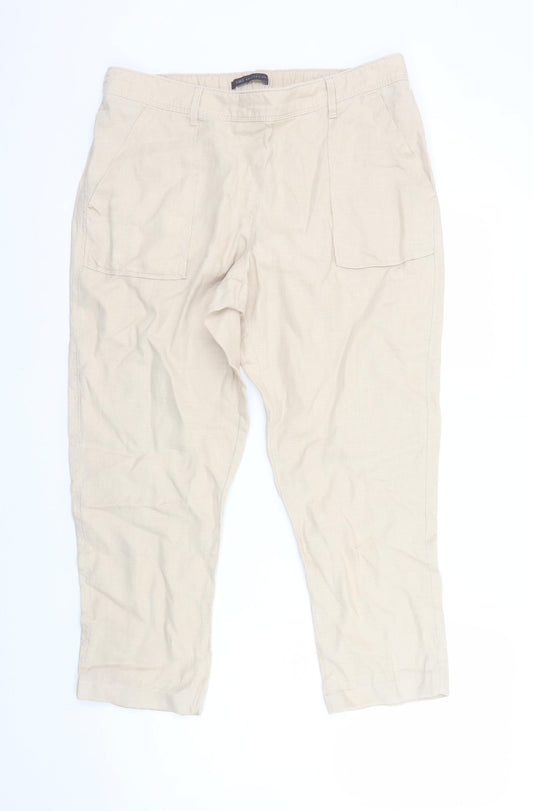 Marks and Spencer Women’s Beige Linen Capri Trousers UK 12 Short
