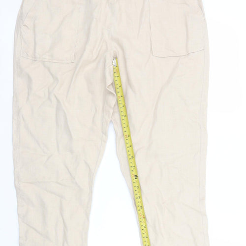 Marks and Spencer Women’s Beige Linen Capri Trousers UK 12 Short