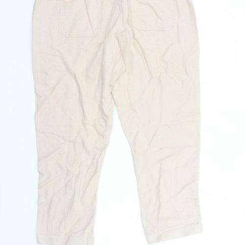 Marks and Spencer Women’s Beige Linen Capri Trousers UK 12 Short