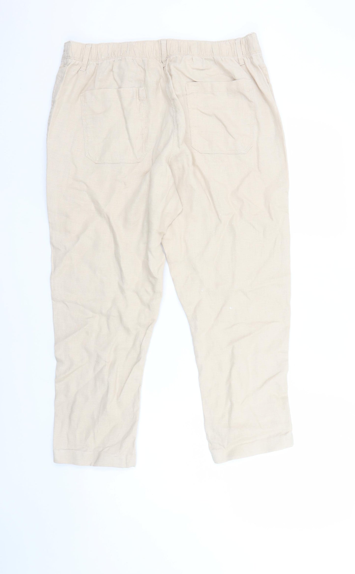Marks and Spencer Women’s Beige Linen Capri Trousers UK 12 Short