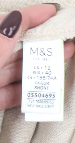 Marks and Spencer Women’s Beige Linen Capri Trousers UK 12 Short