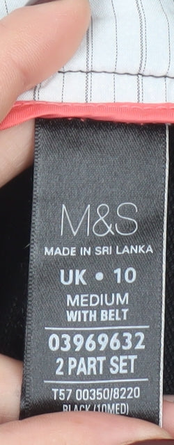 Marks and Spencer Women’s Black Linen Blend Pleated Trousers Size 10