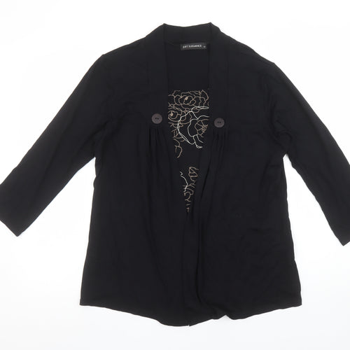 Just Elegance Women’s Black Tunic Blouse Size 14 Viscose Jersey 3/4 Sleeve