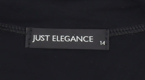 Just Elegance Women’s Black Tunic Blouse Size 14 Viscose Jersey 3/4 Sleeve