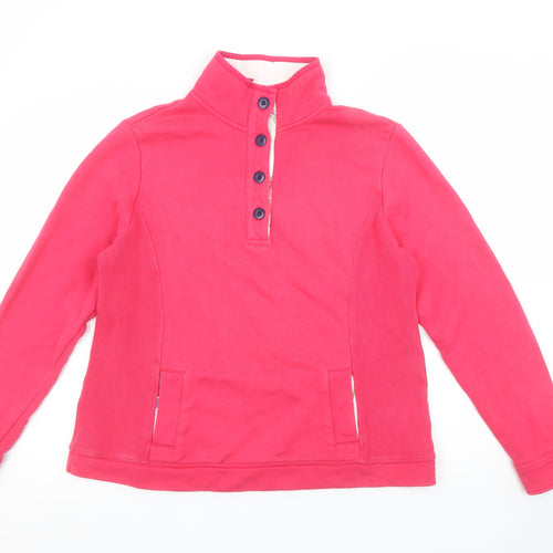 Pomodoro Women’s Pink Long Sleeve Henley Sweatshirt UK 14 100% Cotton