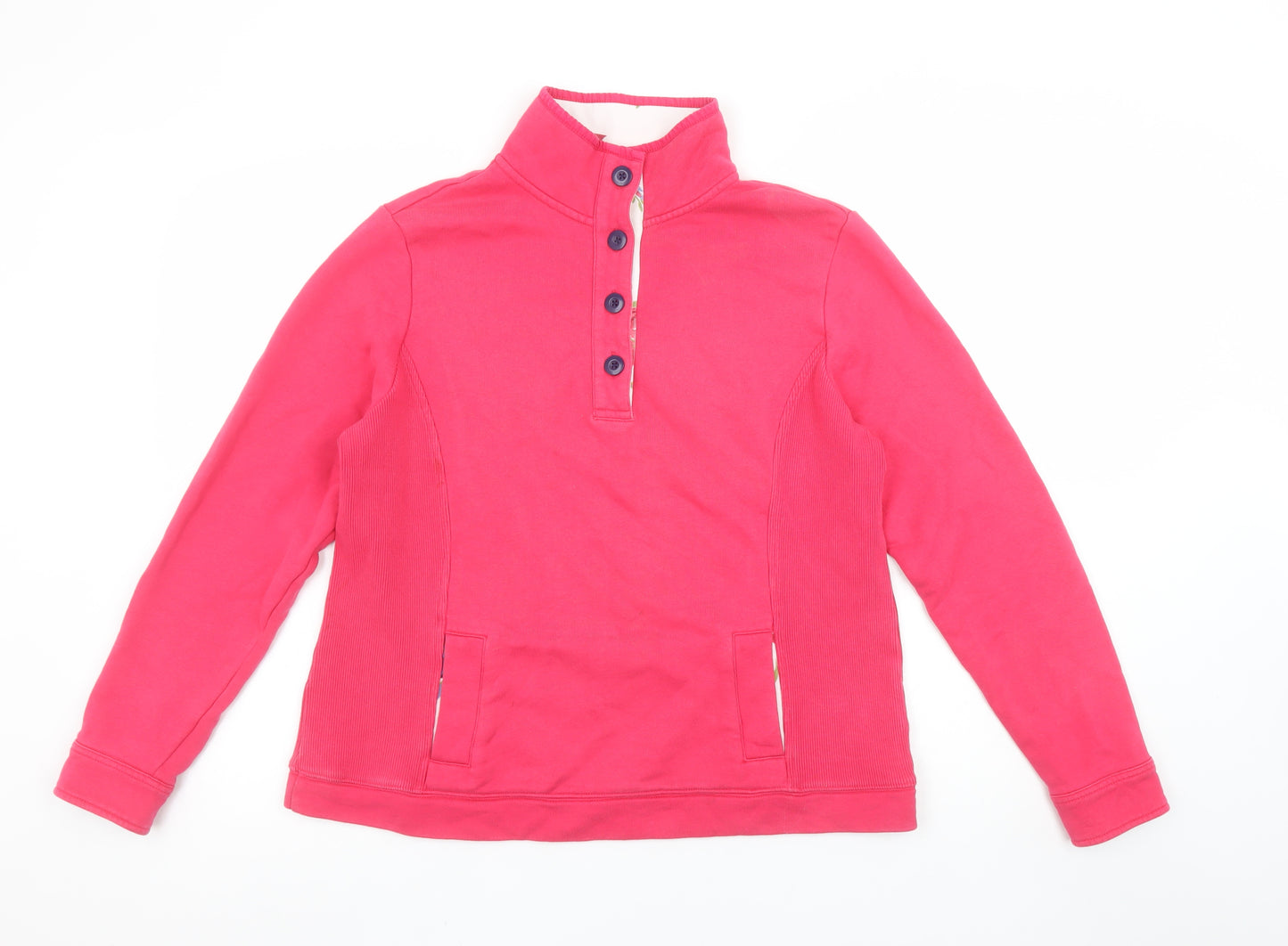 Pomodoro Women’s Pink Long Sleeve Henley Sweatshirt UK 14 100% Cotton