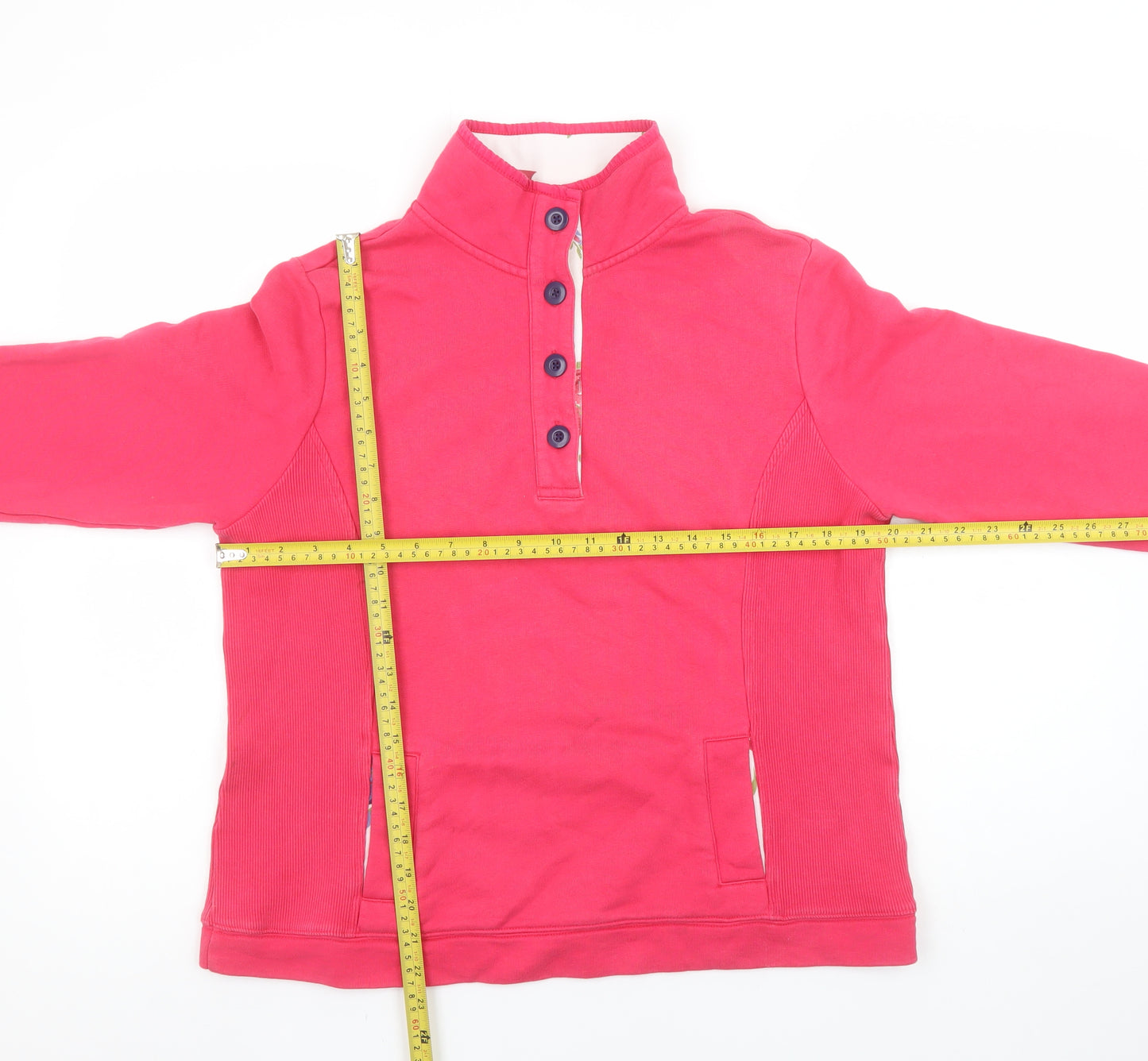 Pomodoro Women’s Pink Long Sleeve Henley Sweatshirt UK 14 100% Cotton