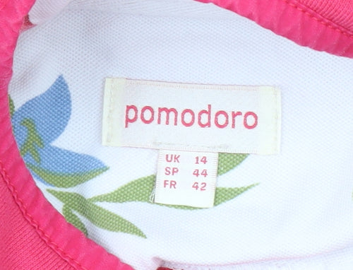 Pomodoro Women’s Pink Long Sleeve Henley Sweatshirt UK 14 100% Cotton