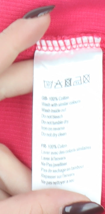 Pomodoro Women’s Pink Long Sleeve Henley Sweatshirt UK 14 100% Cotton