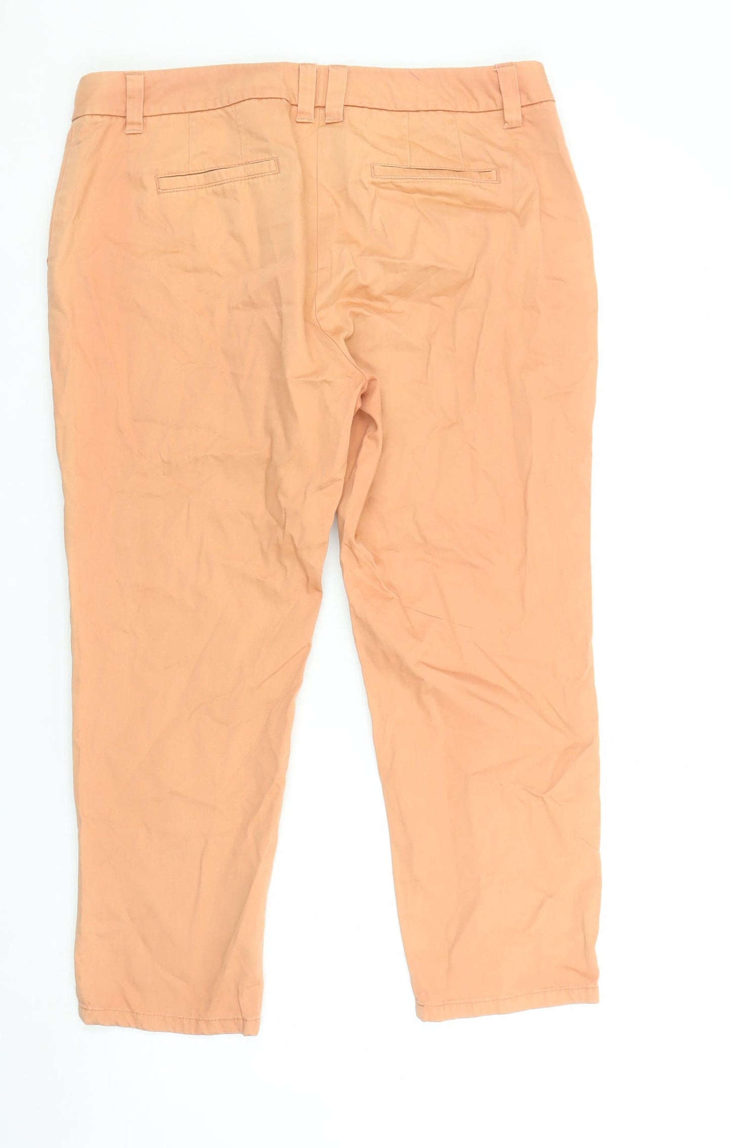 Boden Women's Orange Cropped Cotton Trousers Size 12