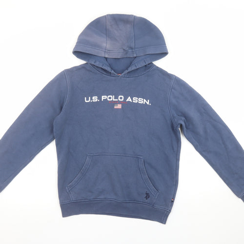 U.S. Polo Assn. Boys Blue Pullover Hoodie 9-10 Years Cotton Blend Sweatshirt