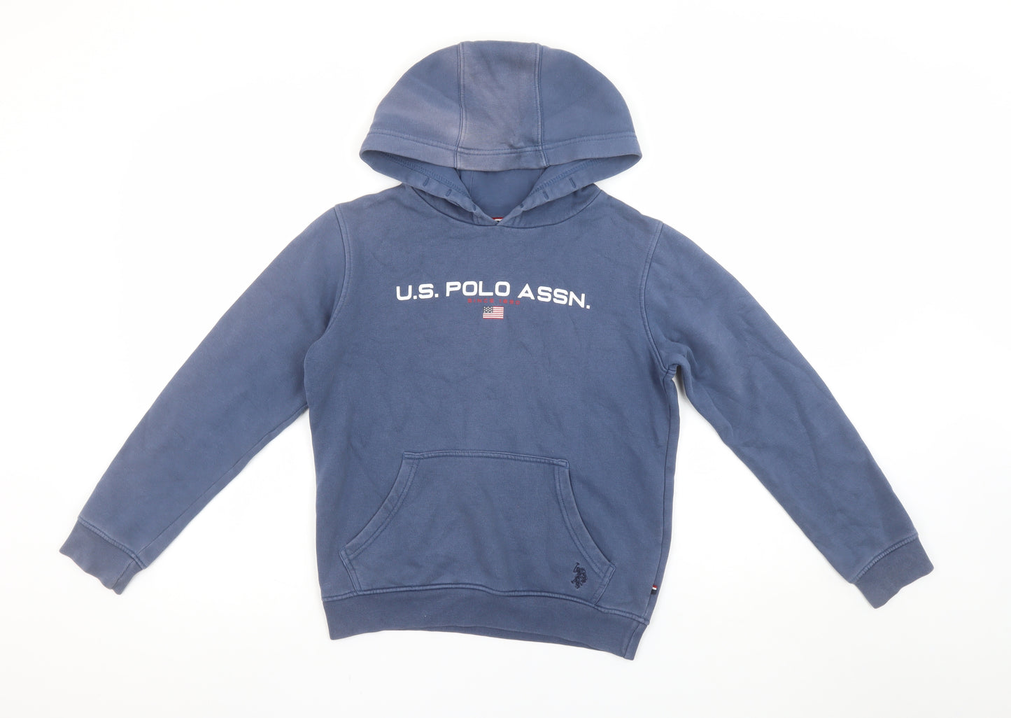 U.S. Polo Assn. Boys Blue Pullover Hoodie 9-10 Years Cotton Blend Sweatshirt