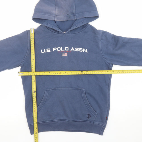 U.S. Polo Assn. Boys Blue Pullover Hoodie 9-10 Years Cotton Blend Sweatshirt