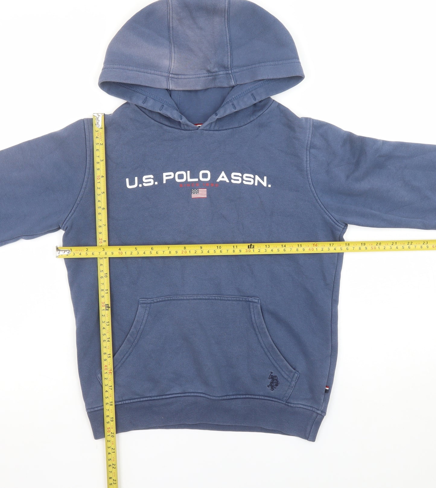 U.S. Polo Assn. Boys Blue Pullover Hoodie 9-10 Years Cotton Blend Sweatshirt